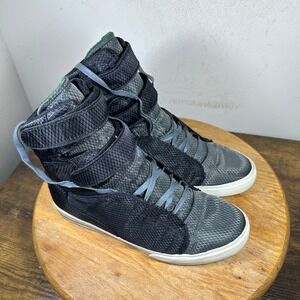 Supra TK Society Mens High Top Sneakers Black Grey Green Straps Size 7.5